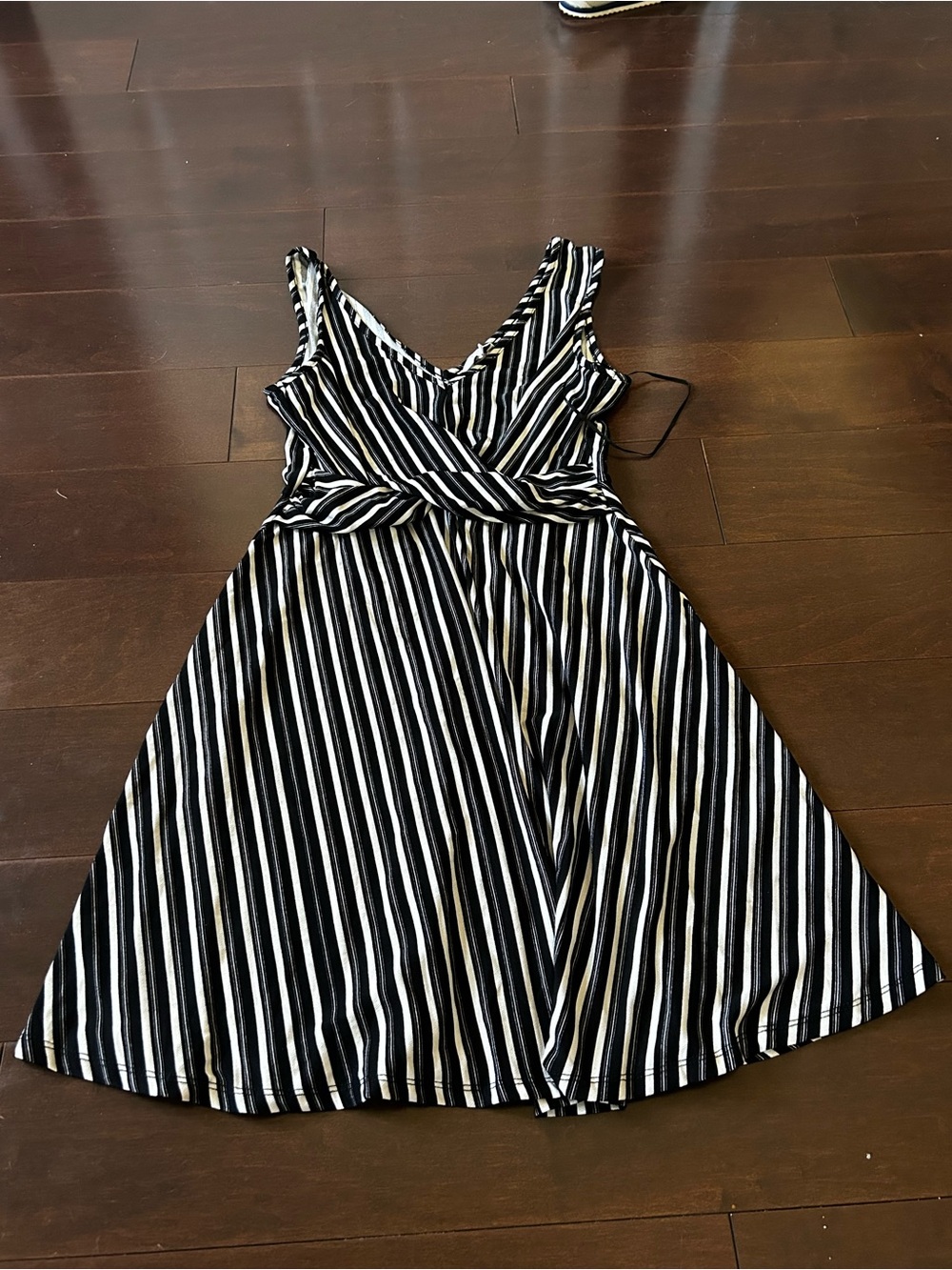 Candie's Black & White Striped V-Neck Mini Dress